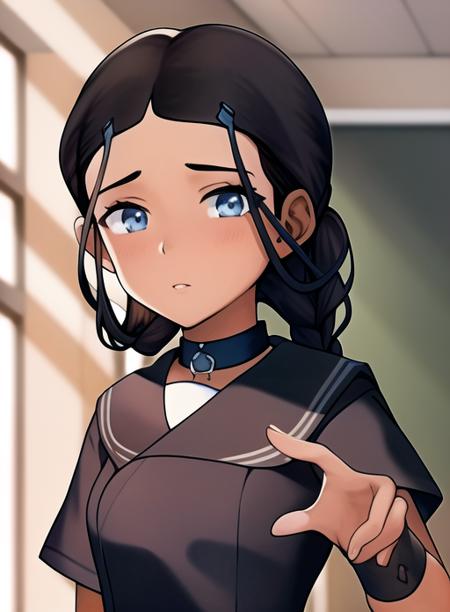 1665721793719-3842262606-masterpiece, portrait, Katara_V9_Shurik, dark skin, wearing (school girl uniform) in a classroom.png